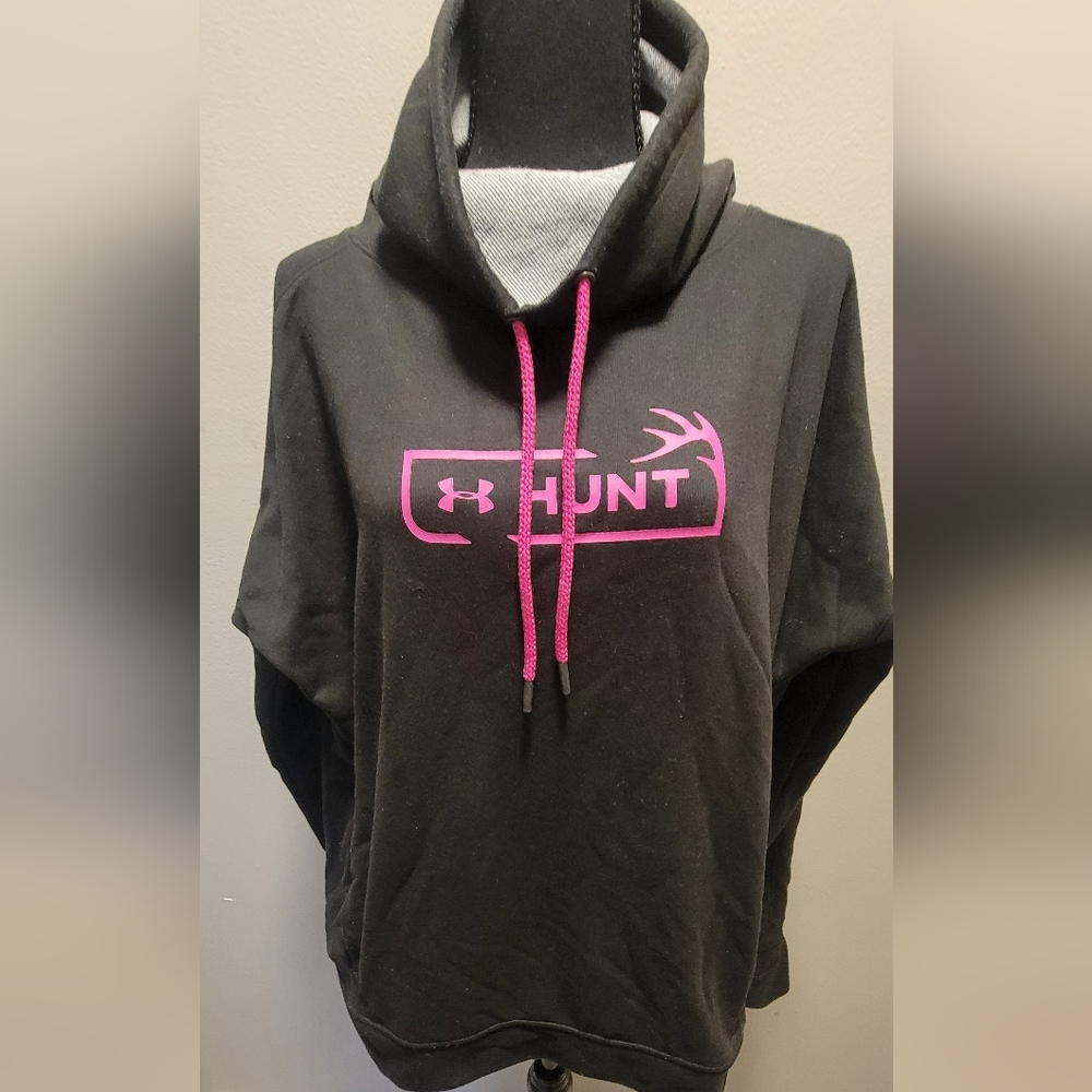 Under Armour Black and Pink Knit Fabric Cowl Neck